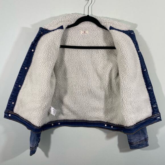 AG Adriano Goldschmied Kids Blue Sherpa Lined Denim Jacket Size M - Picture 10 of 11